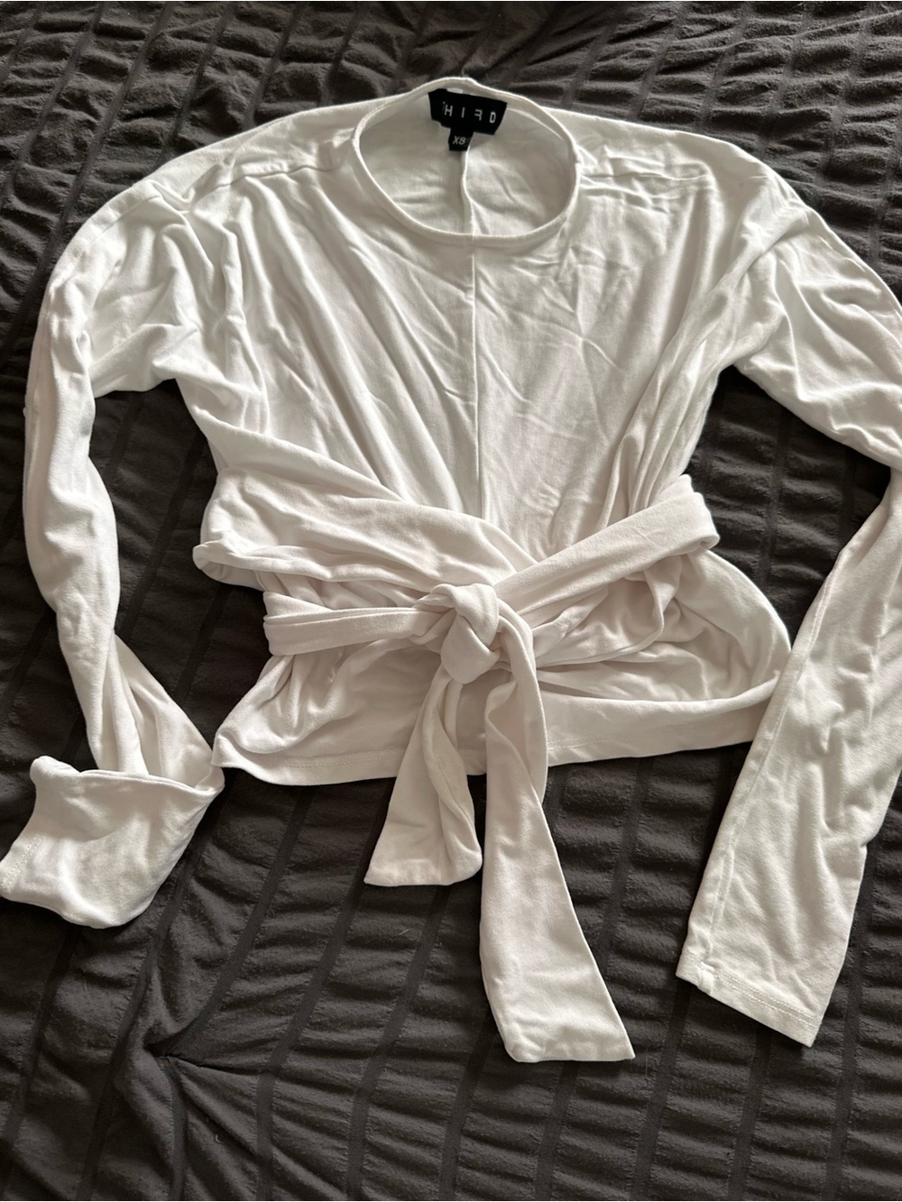 ThirdLove White Long-Sleeve Tie-Front Crop Top